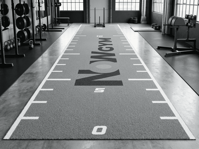 Gym member pushing a sled with a grounding chain